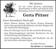 Traueranzeige Gerta Pittner