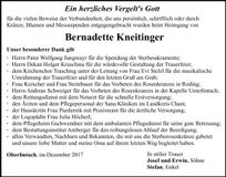 Traueranzeige Bernadette Kneitinger