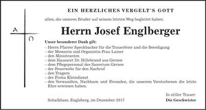 Traueranzeige Josef Englberger