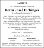 Traueranzeige Josef Eichinger