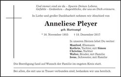 Traueranzeige Anneliese Pleyer