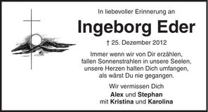 Traueranzeige Ingeborg Eder