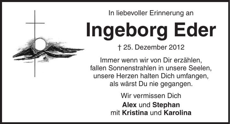 Traueranzeige Ingeborg Eder