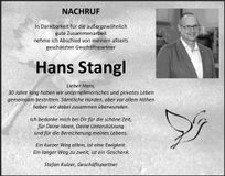 Traueranzeige Hans Stangl