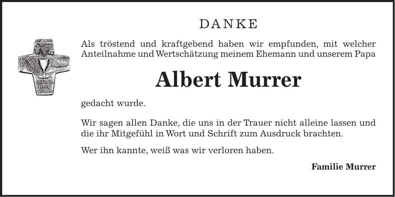 Traueranzeige Albert Murrer