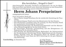Traueranzeige Johann Pernpeitner