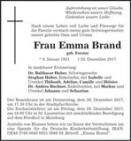 Traueranzeige Emma Brand