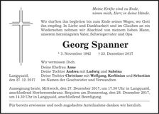 Traueranzeige Georg Spanner