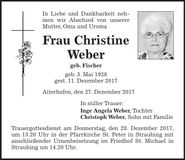 Traueranzeige Christine Weber