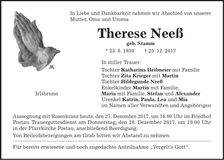 Traueranzeige Therese Neeß