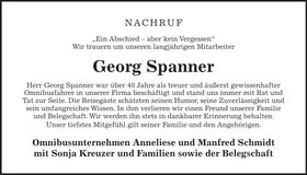 Traueranzeige Georg Spanner