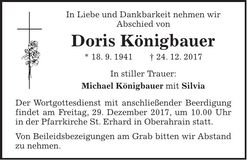 Traueranzeige Doris Königbauer