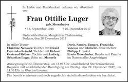 Traueranzeige Ottilie Luger