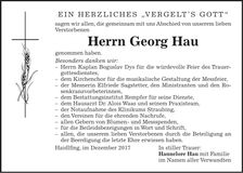 Traueranzeige Georg Hau