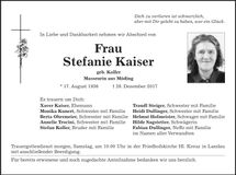 Traueranzeige Stefanie Kaiser