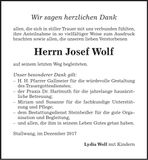 Traueranzeige Josef Wolf