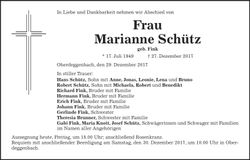 Traueranzeige Marianne Schütz
