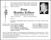 Traueranzeige Monika Zellner