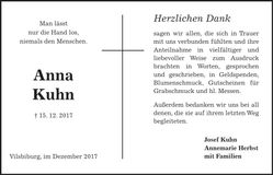 Traueranzeige Anna Kuhn