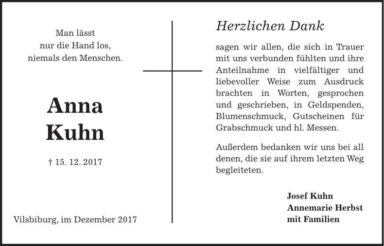 Traueranzeige Anna Kuhn