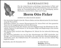 Traueranzeige Otto Ficker