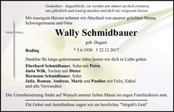 Traueranzeige Walburga Schmidbauer