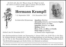 Traueranzeige Hermann Krampfl