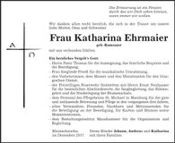 Traueranzeige Katharina Ehrmaier