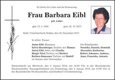 Traueranzeige Barbara Eibl