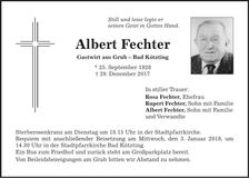 Traueranzeige Albert Fechter