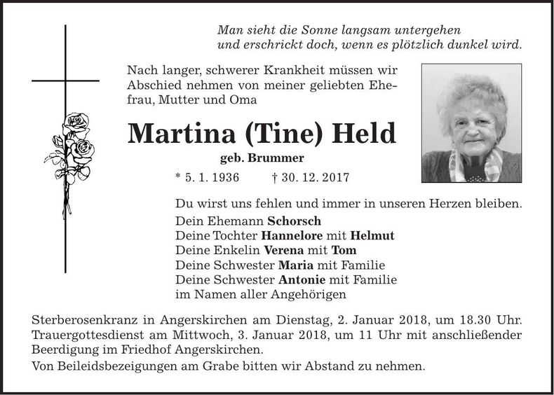 Traueranzeige Martina Held
