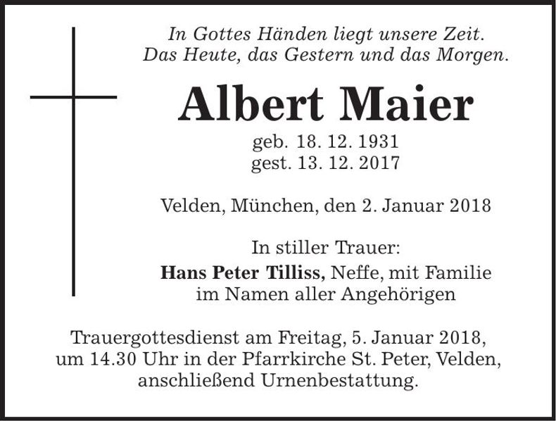 Traueranzeige Albert Maier