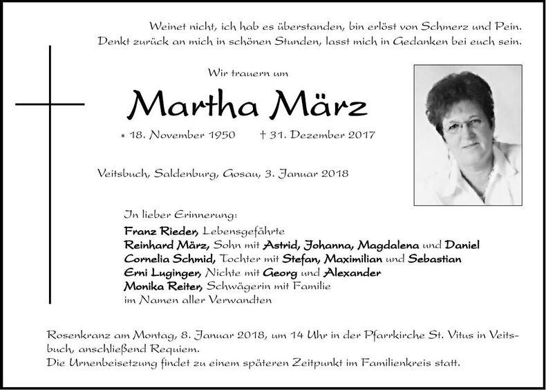 Traueranzeige Martha März