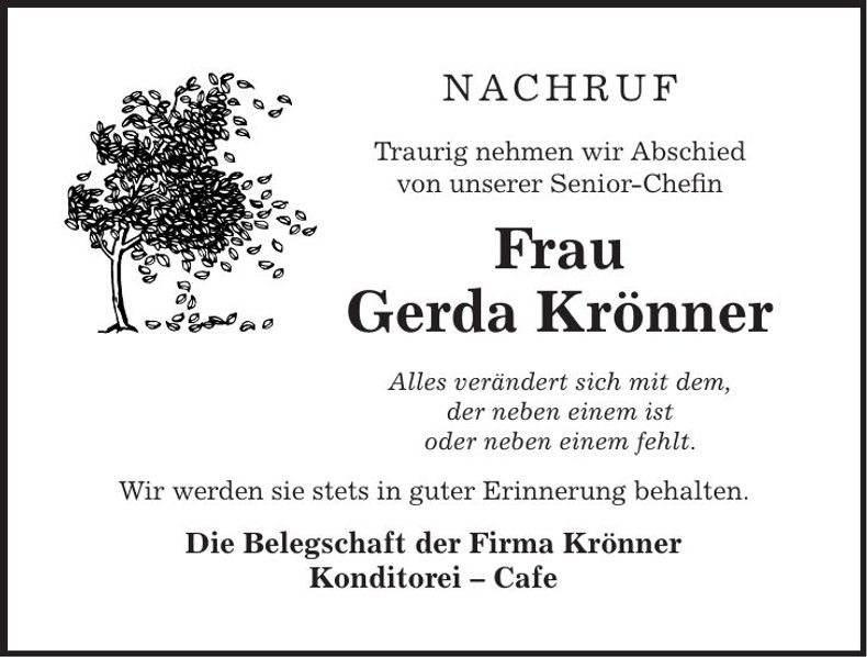 Traueranzeige Gerda Krönner