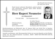 Traueranzeige Rupert Neumeier