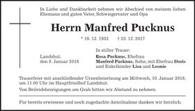 Traueranzeige Manfred Pucknus