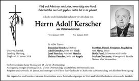 Traueranzeige Adolf Kerscher