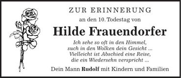 Traueranzeige Hilde Frauendorfer
