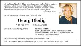 Traueranzeige Georg Blodig