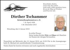 Traueranzeige Diether Tschammer