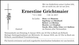 Traueranzeige Ernestine Grichtmaier