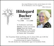 Traueranzeige Hildegard Bucher