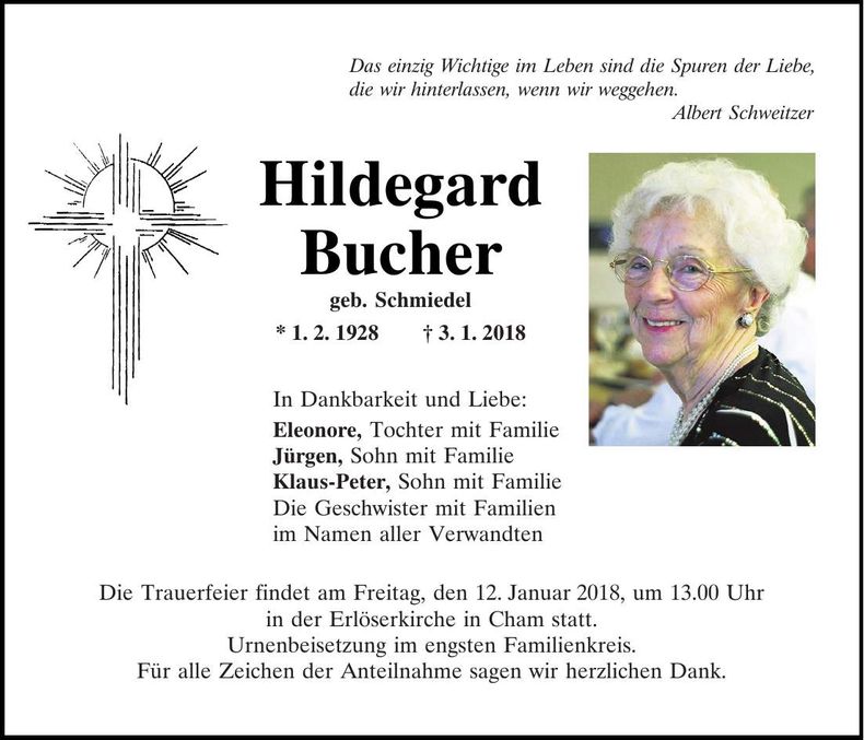 Traueranzeige Hildegard Bucher