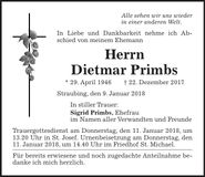 Traueranzeige Dietmar Primbs