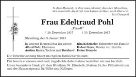 Traueranzeige Edeltraud Pohl