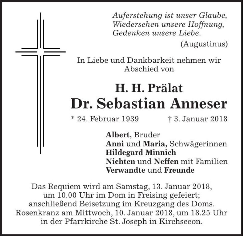 Traueranzeige Sebastian Anneser