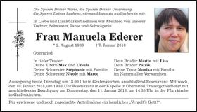 Traueranzeige Manuela Ederer