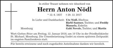 Traueranzeige Anton Nödl