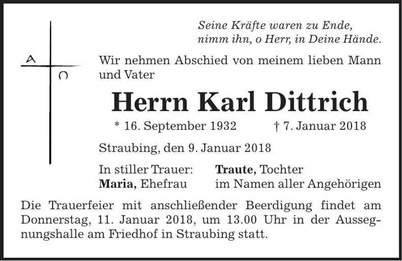 Traueranzeige Karl Dittrich