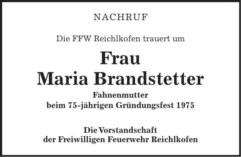 Traueranzeige Maria Brandstetter
